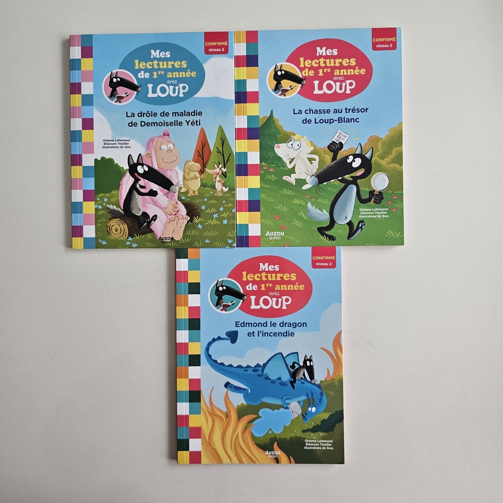 3 Children's Book Set - Mes lectures de 1re année avec Loup